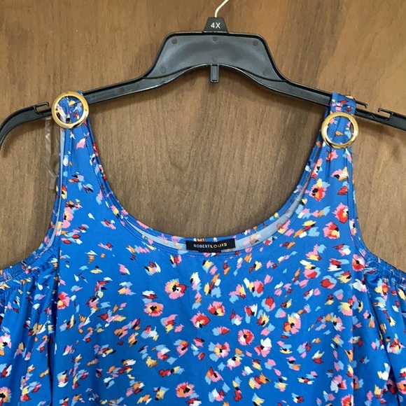 Robert Louis print cold shoulder bell sleeve top w stretch 1X 2X - Picture 12 of 16